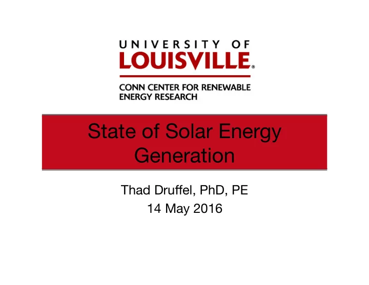 state of solar energy generation
