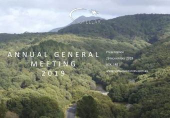 A N N U A L  G E N E R A L  26 November 2019  M E E T I N G  ASX: SRZ  www.stellarresources.com.au