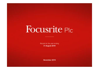 Results for the year ending  31 August 2019  November 2019  Disclaimer  The content of this