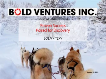 Poi  oise  sed  d for  or Discover  scovery  BOL.V  .V - TSXV  August 20, 2020  Forwa  ward  d