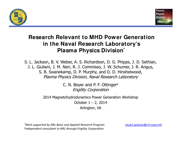 research relevant to mhd power generation in the naval