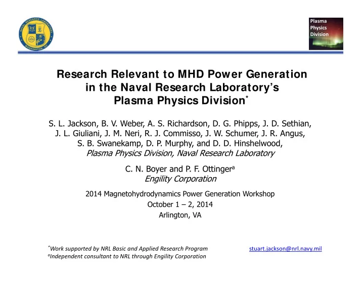 research relevant to mhd power generation in the naval