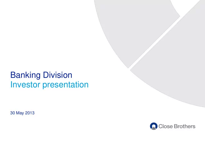 banking division investor presentation
