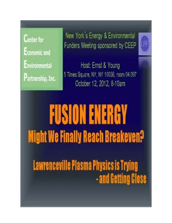 This is the transcript from the presentation held at CEEP by LPP in NYC on Oct 12 12,  watch