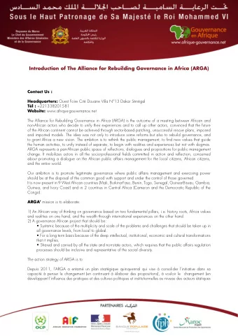 Introduction of The Alliance for Rebuilding Governance in Africa (ARGA)  Contact Us : Headquarters: