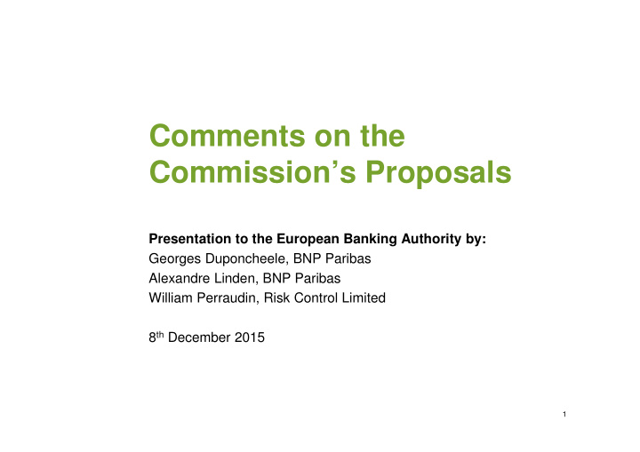comments on the commission s proposals