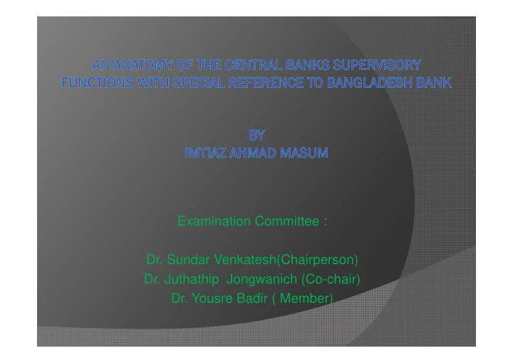 examination committee dr sundar venkatesh chairperson dr