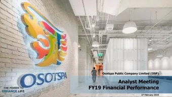 FY19 Financial Performance  27 February 2020  Disclaimer Statements included or incorporated in