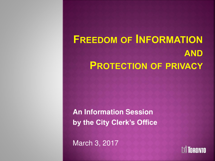 an information session by the city clerk s office march 3