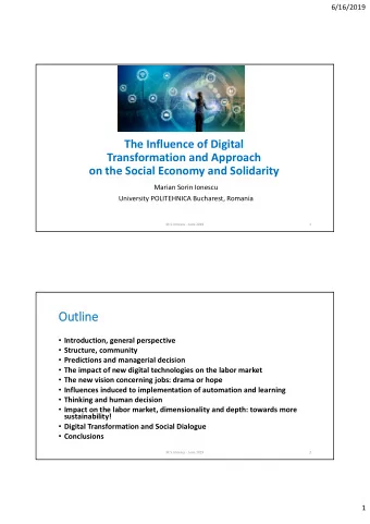 Outlin  Outline  Introduction, general perspective  Structure, community  Predictions and