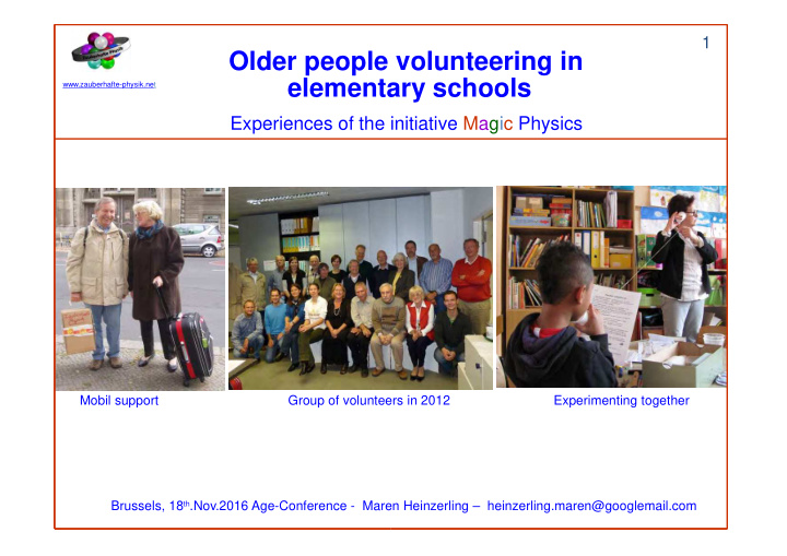 older people volunteering in elementary schools