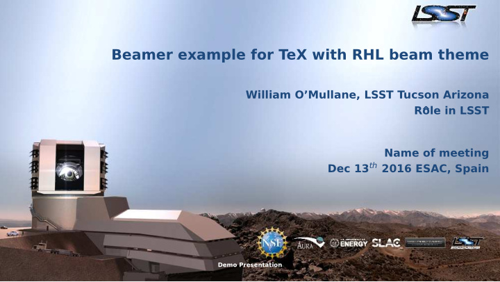 beamer example for tex with rhl beam theme