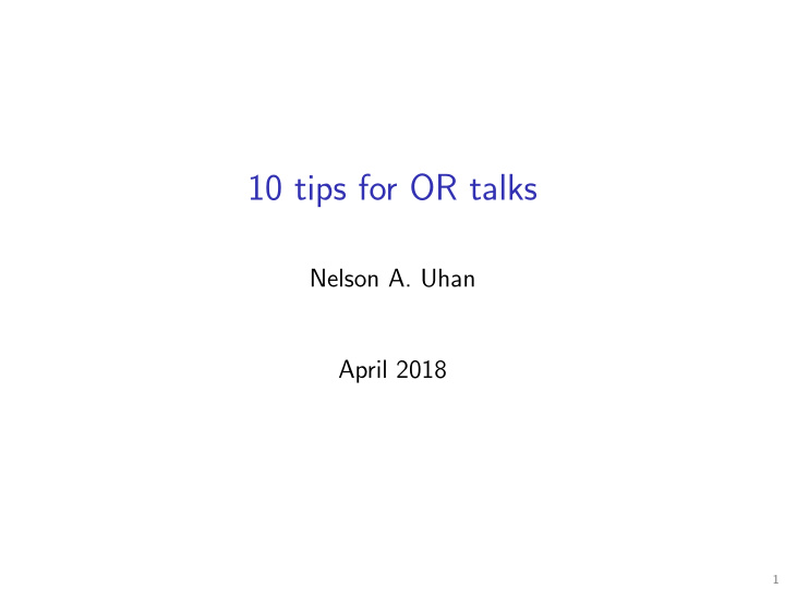 10 tips for or talks
