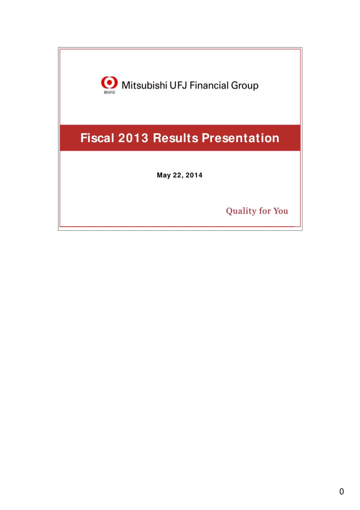 fiscal 2013 results presentation