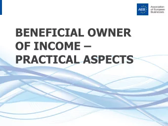 OF INCOME   PRACTICAL ASPECTS  Dr. Alina Lavrentieva  Chairperson of the AEB  Taxation