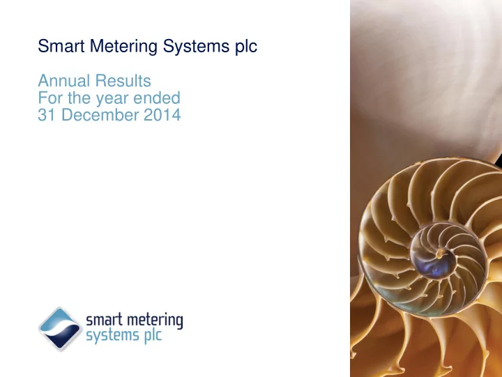 smart metering systems plc