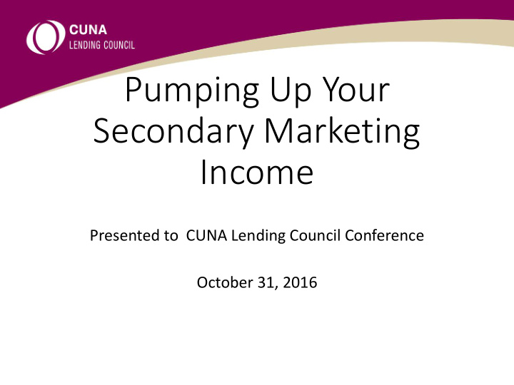 pumping up your secondary marketing income