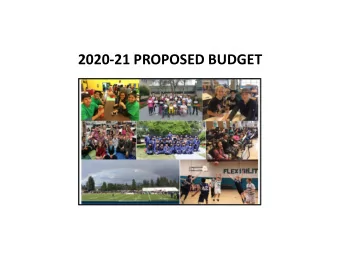 2020  21 PROPOSED BUDGET  OBJECTIVES  Role of the Budget Committee  Organization of the