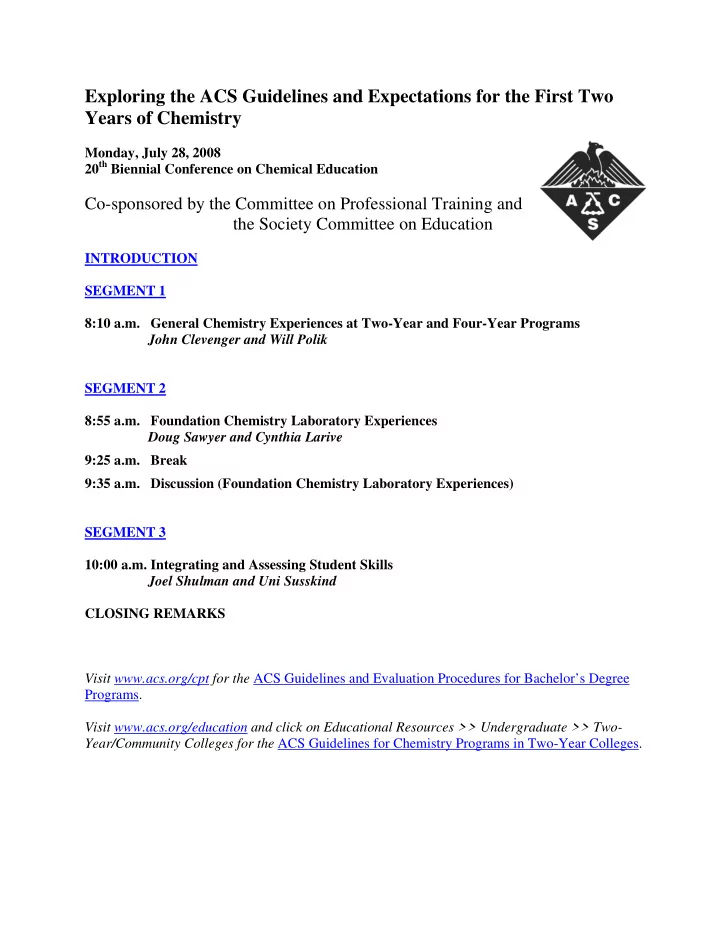 exploring the acs guidelines and expectations for the
