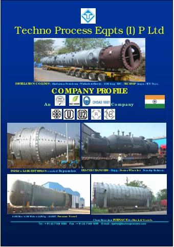 Techno Process Eqpts (I) P Ltd  DIST  IL  L  AT  ION COL UMN : Hindustan Pe tr ole um  Vishak r