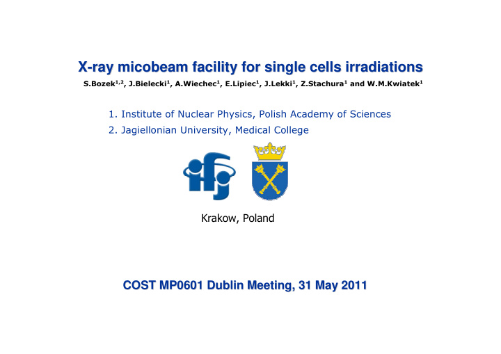 x ray ray micobeam micobeam facility for single cells