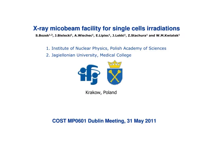 x ray ray micobeam micobeam facility for single cells