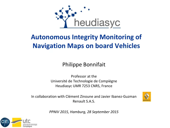 autonomous integrity monitoring of navigation maps on