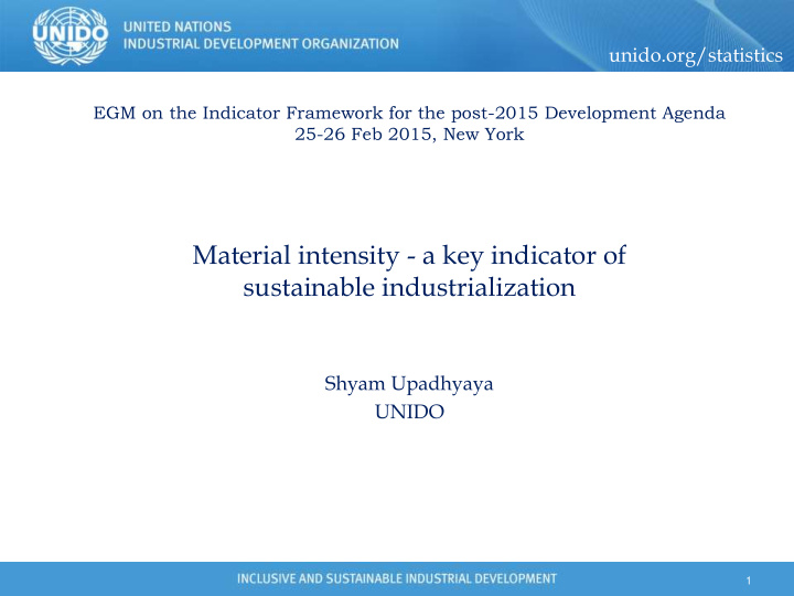 material intensity a key indicator of sustainable
