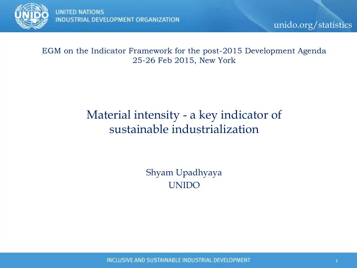 material intensity a key indicator of sustainable