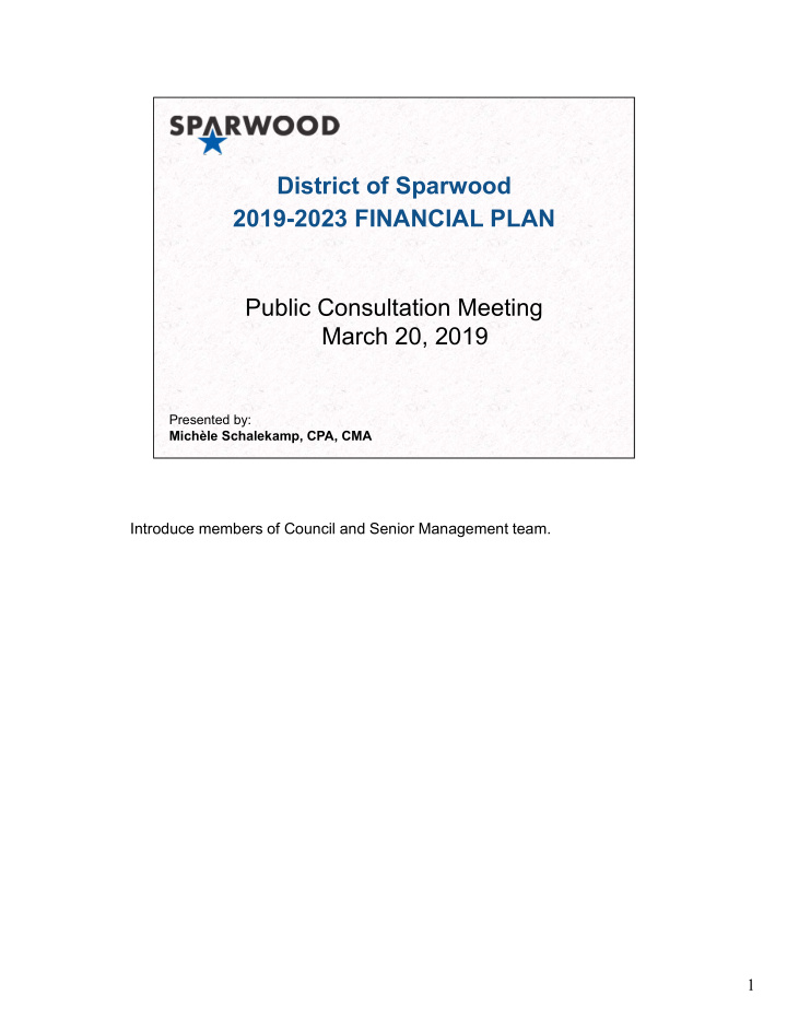 district of sparwood 2019 2023 financial plan public