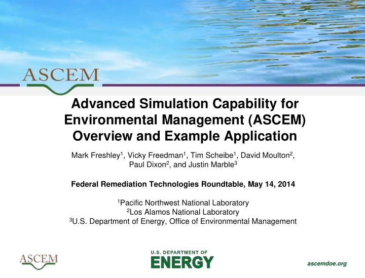 advanced simulation capability for environmental