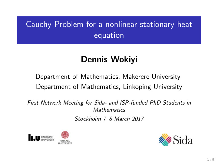 cauchy problem for a nonlinear stationary heat equation