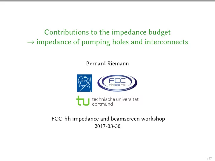 contributions to the impedance budget impedance of