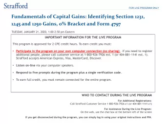 Fundamentals of Capital Gains: Identifying Section 1231,  1245 and 1250 Gains, 0% Bracket and Form