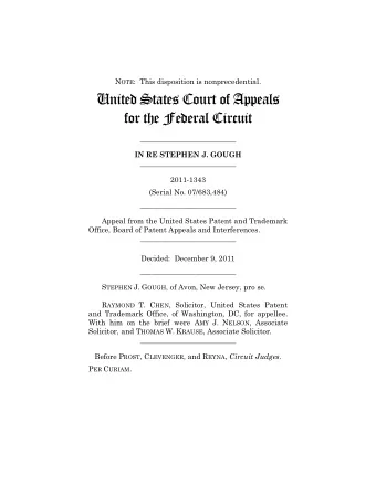 United States Court of Appeals  for the Federal Circuit  __________________________  IN RE STEPHEN