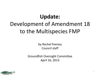 Update:  Development of Amendment 18  to the Multispecies FMP  by Rachel Feeney  Council staff