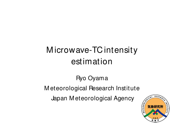 m icrowave tc intensity estimation