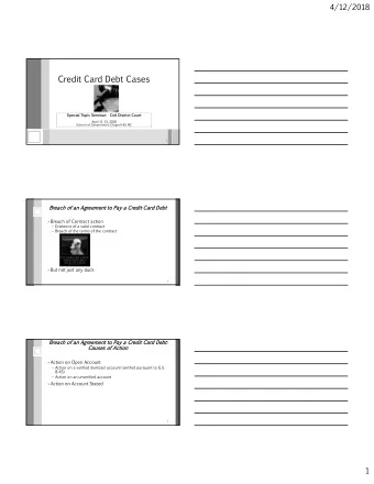 Credit  Card  Debt  Cases  Spe  Special  Topi  pic  Sem  Seminar:  Ci  Civil  District  Di  Cou