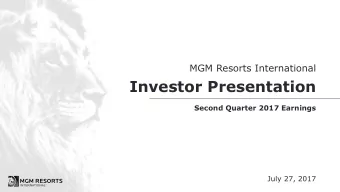 Investor Presentation  Second Quarter 2017 Earnings  July 27, 2017 Forward-Looking Statements