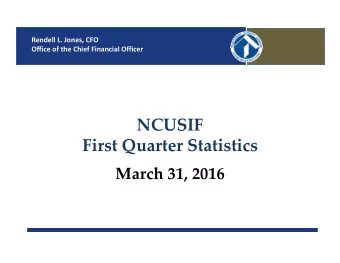 NCUSIF First Quarter Statistics March 31, 2016  Outline National Credit Union Share Insurance Fund