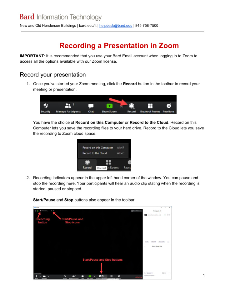 recording a presentation in zoom