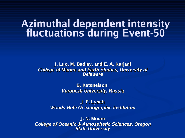 azimuthal dependent intensity fluctuations during event 50