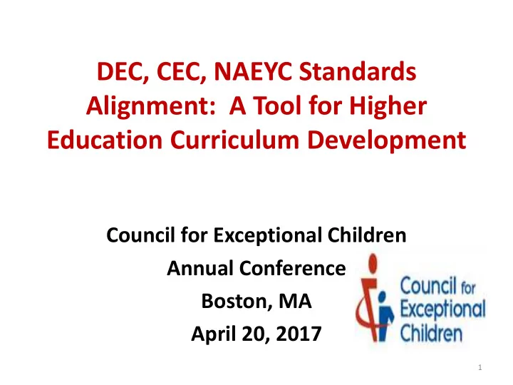 dec cec naeyc standards alignment a tool for higher