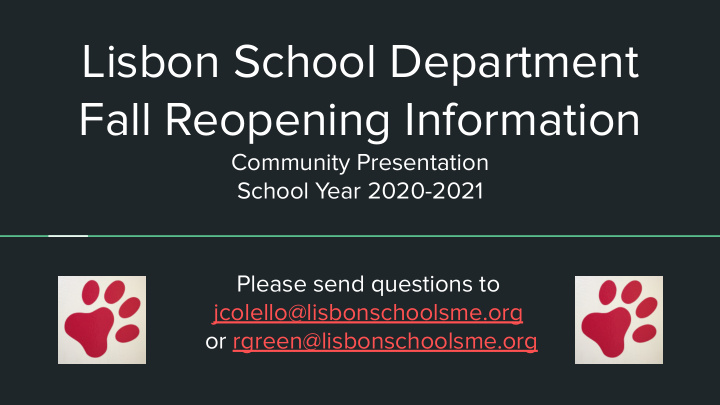 lisbon school department fall reopening information