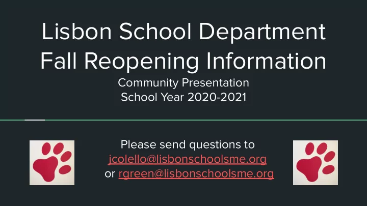 lisbon school department fall reopening information