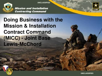 Doing Business with the  Mission &amp; Installation  Contract Command  (MICC) - Joint Base