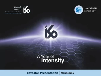 Intensity  Investor Presentation  March 2011  1  Disclaimer  This presentation is not an offer or