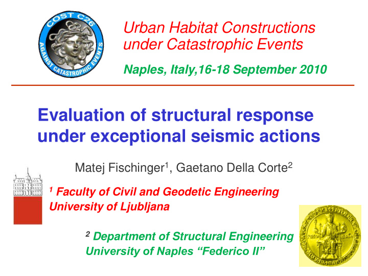 evaluation of structural response under exceptional
