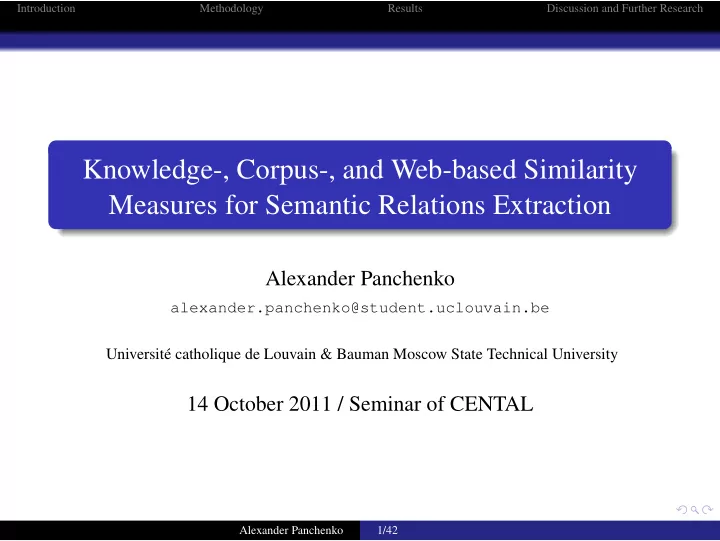 knowledge corpus and web based similarity measures for