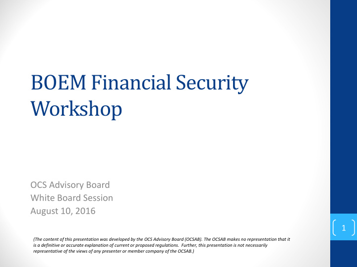 boem financial security workshop